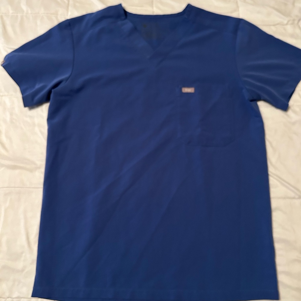 Figs Royal Blue V-Neck Short Sleeve Tee